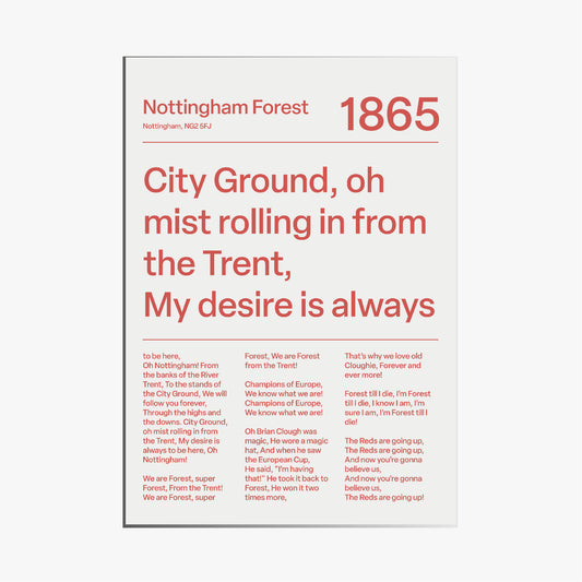 "Mull of Kintyre" Nottingham Forest F.C. Art Print (White)