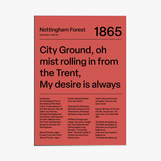 "Mull of Kintyre" Nottingham Forest F.C. Art Print (Red)