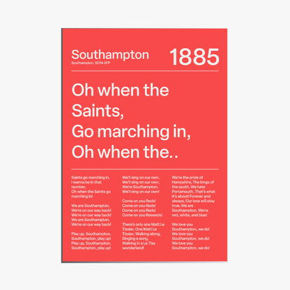 "Oh When the Saints Go Marching In" Southampton F.C. Art Print (Red)