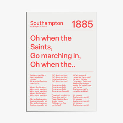 "Oh When the Saints Go Marching In" Southampton F.C. Art Print (White)
