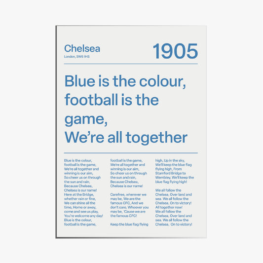 CHELSEA F.C. CHANTS PRINT (WHITE)