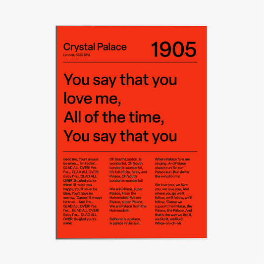 CRYSTAL PALACE F.C. CHANTS PRINT (RED)