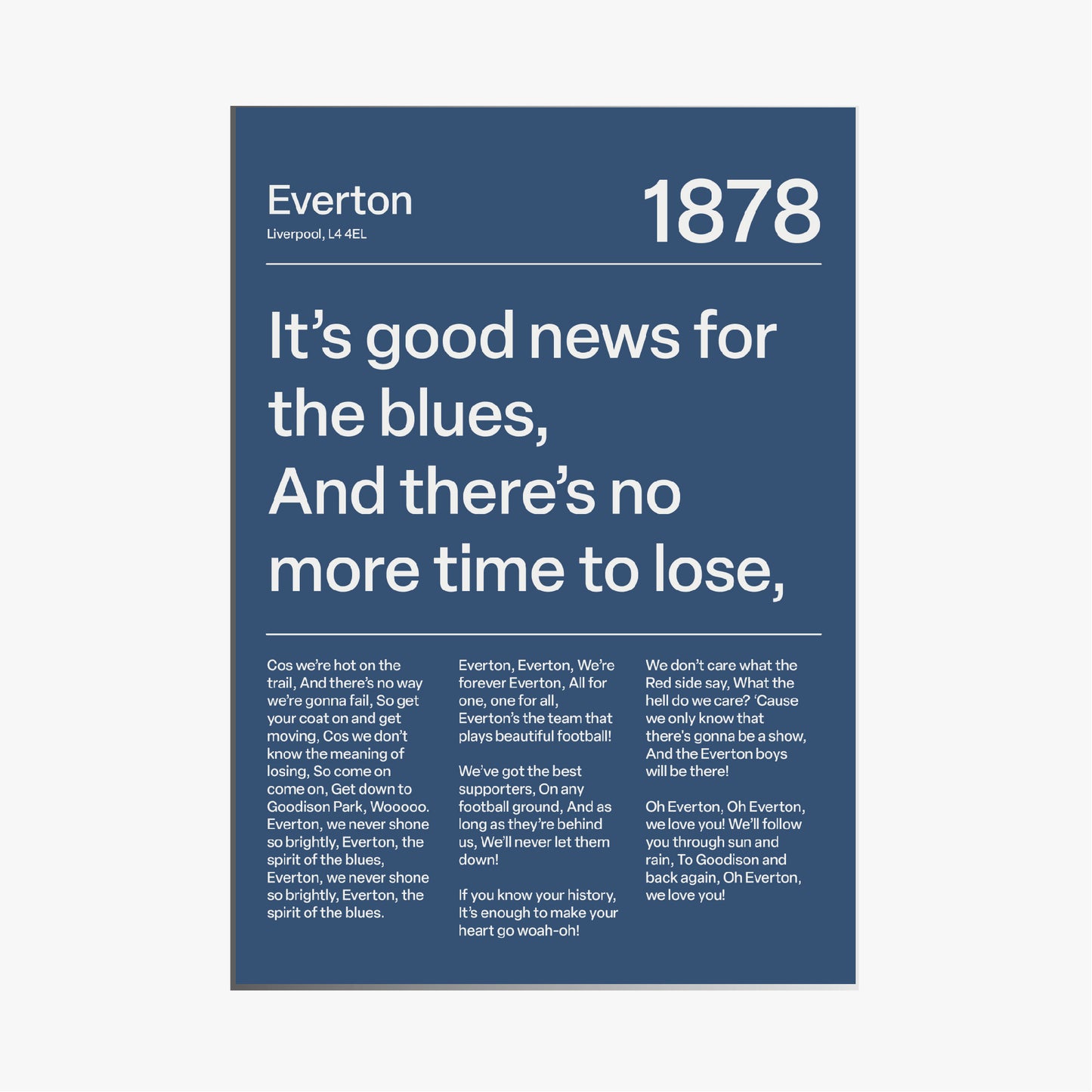 EVERTON F.C. CHANTS PRINT (NAVY)