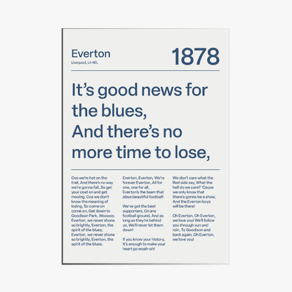 EVERTON F.C. CHANTS PRINT (WHITE)