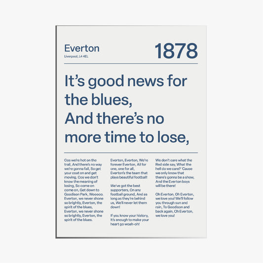 EVERTON F.C. CHANTS PRINT (WHITE)