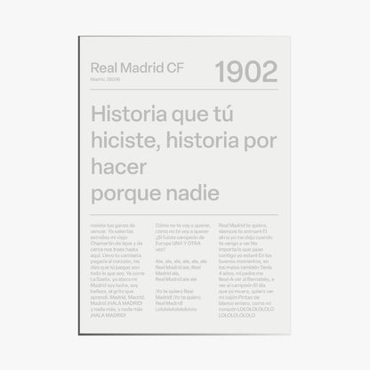 REAL MADRID F.C. CHANTS PRINT (WHITE)