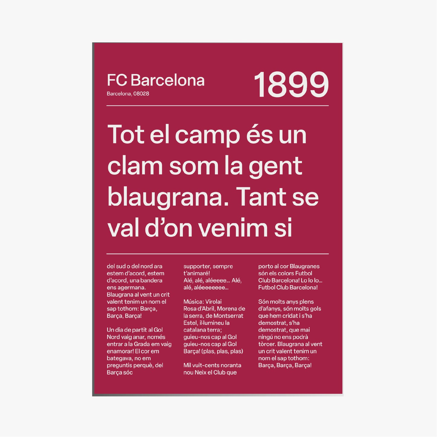 BARCELONA F.C. CHANTS PRINT (BURGUNDY)