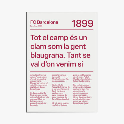 BARCELONA F.C. CHANTS PRINT (WHITE)