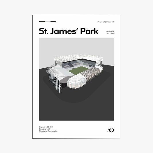 St James Park Stadium - Newcastle United FC Minimalistic Art Print
