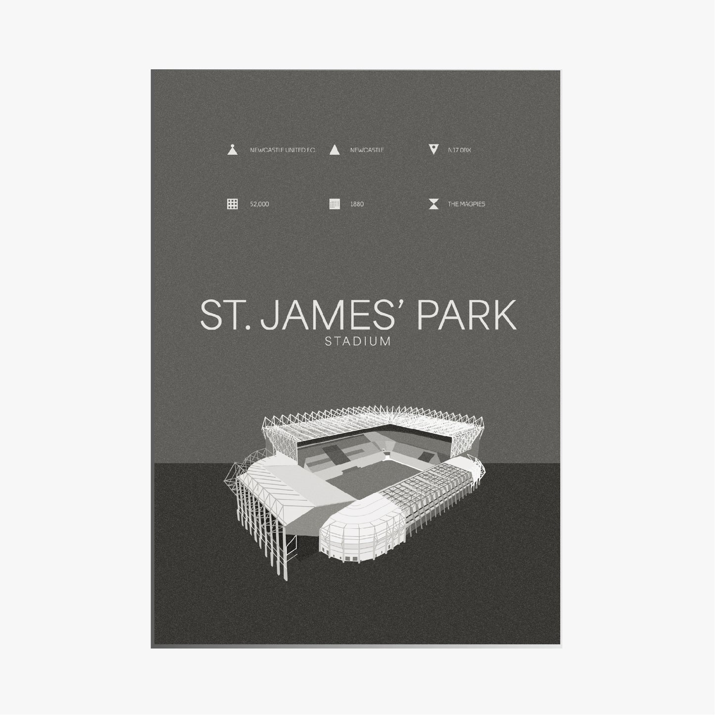 St James Park Stadium - Newcastle United FC Black & White Art Print