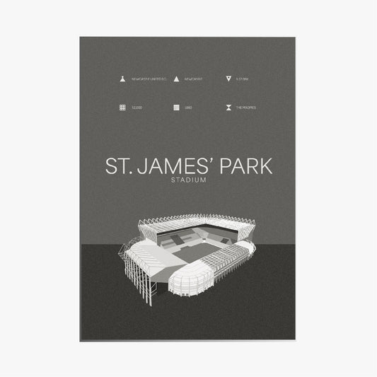 St James Park Stadium - Newcastle United FC Black & White Art Print