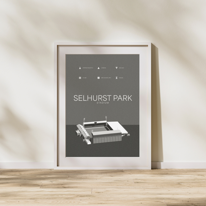 Selhurst Park Stadium - Crystal Palace FC Black & White Art Print