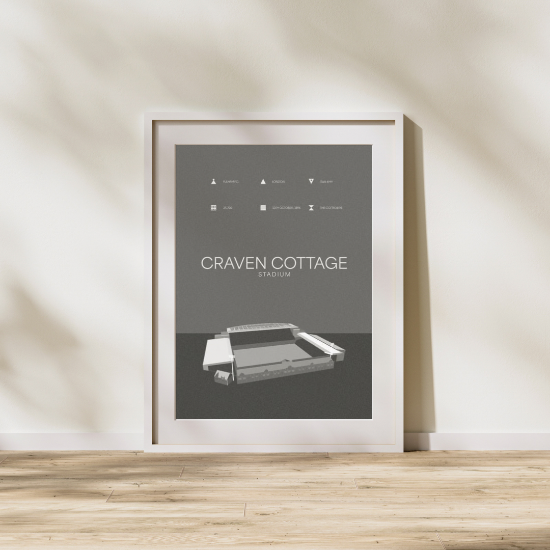 Craven Cottage Stadium - Fulham FC Black & White Art Print