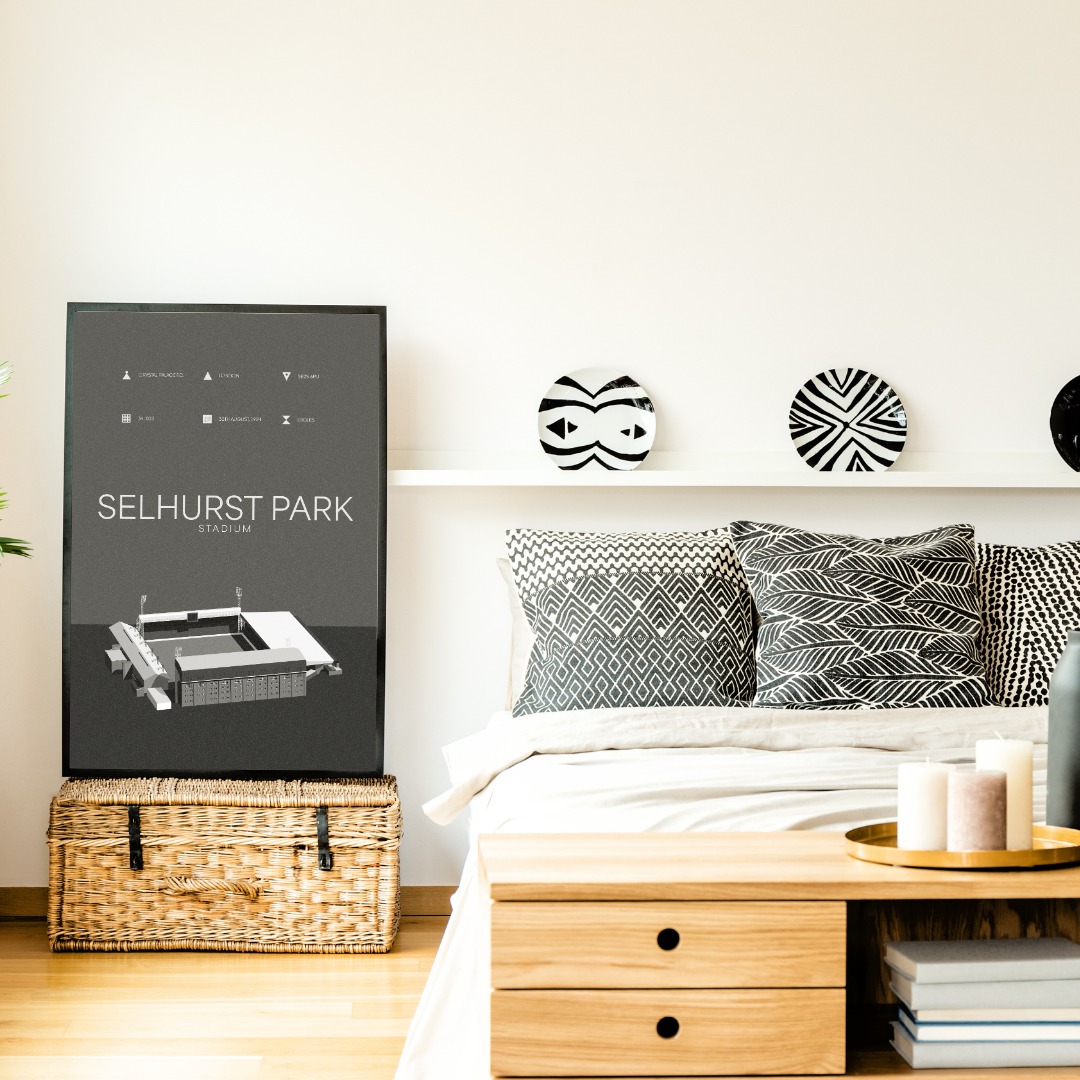 Selhurst Park Stadium - Crystal Palace FC Black & White Art Print