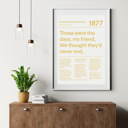 WOLVERHAMPTON WANDERERS F.C. CHANTS PRINT (WHITE)