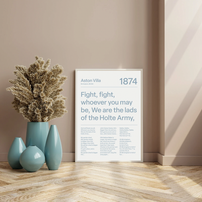 "The Lads of Holter Army" Aston Villa F.C. Art Print (White)