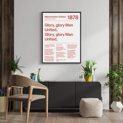 "Glory Glory Man United" Manchester United F.C. Art Print (White)