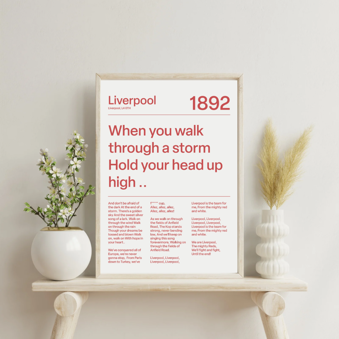 "You´ll Never Walk Alone" Liverpool F.C. Art Print (White)
