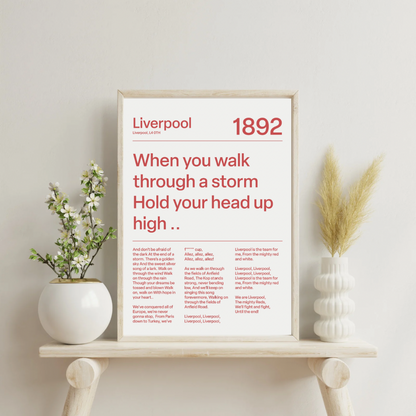 "You´ll Never Walk Alone" Liverpool F.C. Art Print (White)