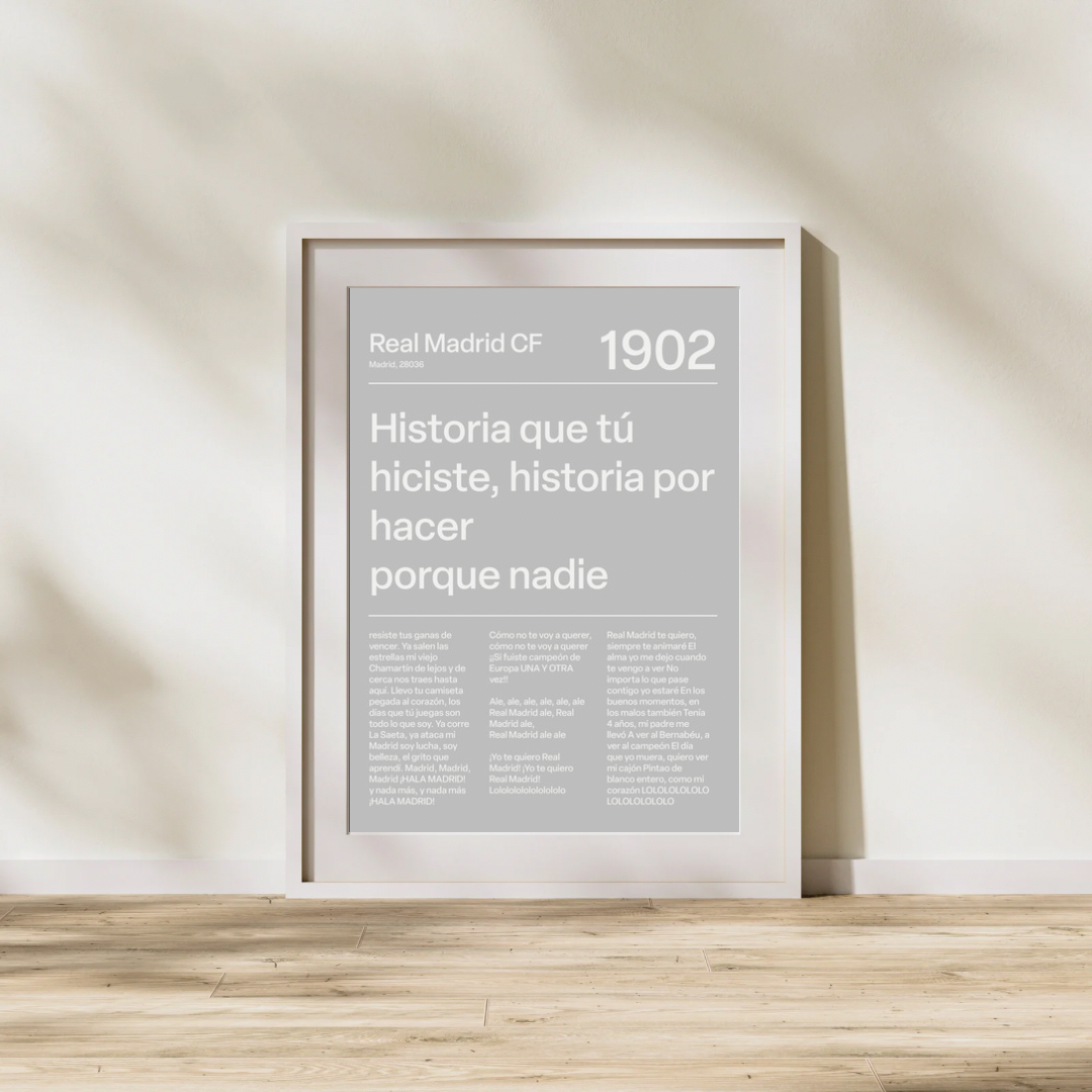 REAL MADRID F.C CHANTS PRINT (SILVER)