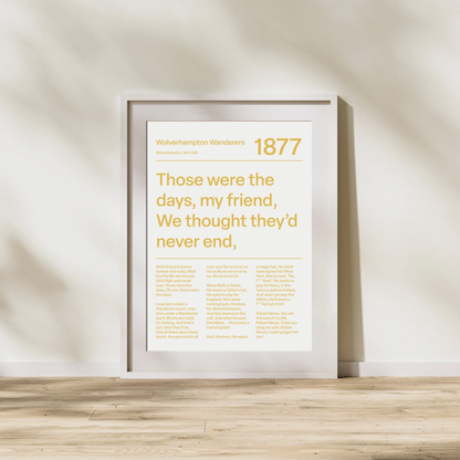 WOLVERHAMPTON WANDERERS F.C. CHANTS PRINT (WHITE)