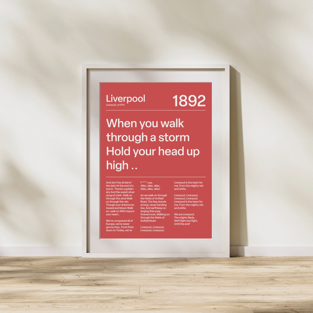 "You´ll Never Walk Alone" Liverpool F.C. Art Print (Red)