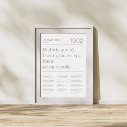 REAL MADRID F.C. CHANTS PRINT (WHITE)