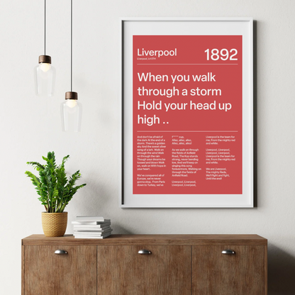 "You´ll Never Walk Alone" Liverpool F.C. Art Print (Red)