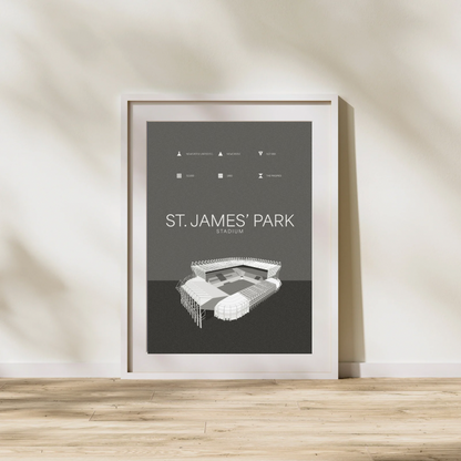 St James Park Stadium - Newcastle United FC Black & White Art Print