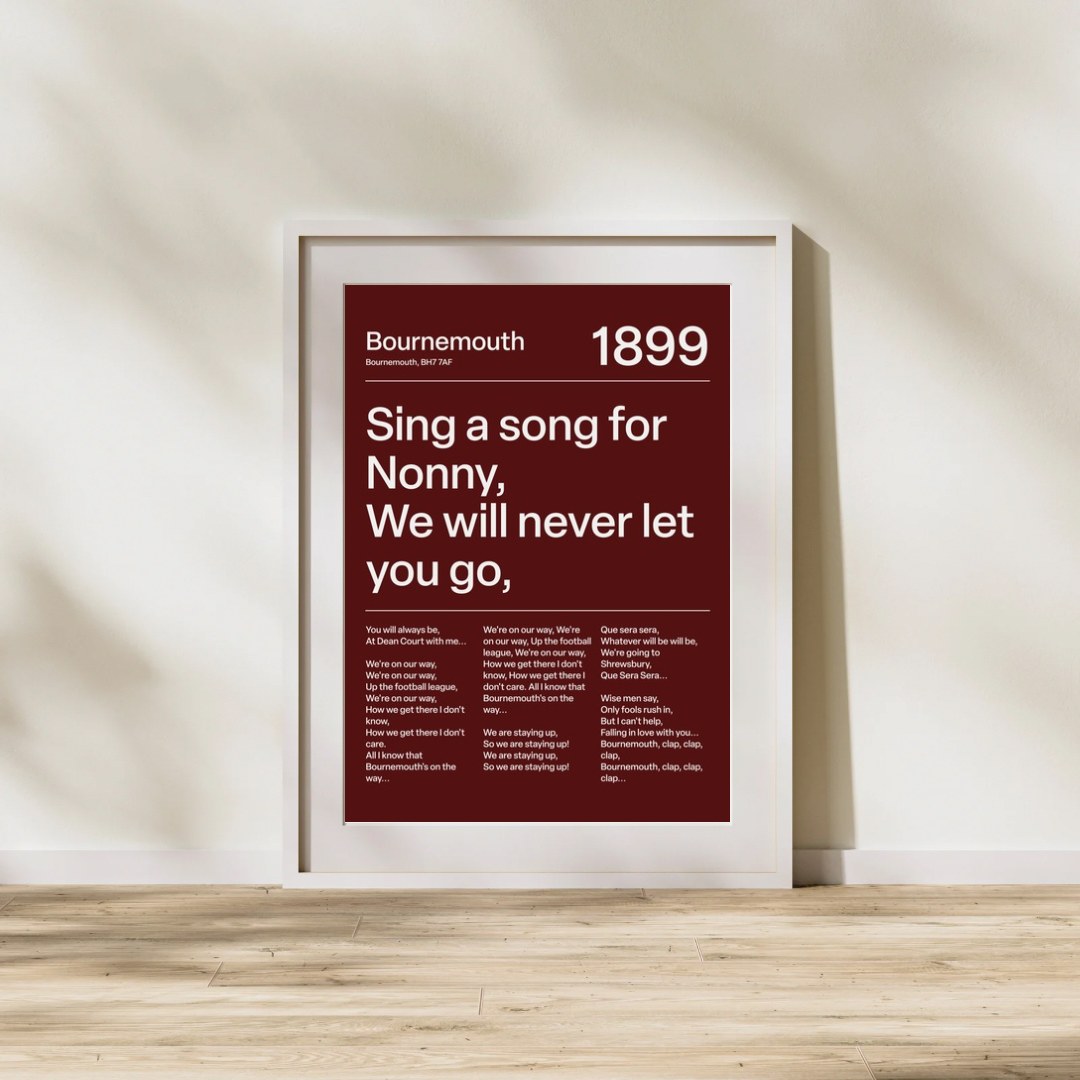 "Sing a song for Nonny" AFC Bournemouth Art Print (Dark Red)