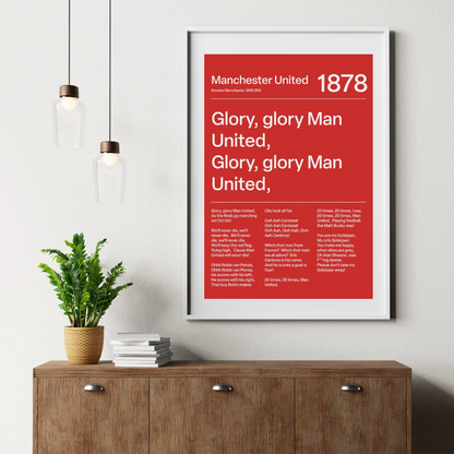 "Glory Glory Man United" Manchester United F.C. Art Print (Red)
