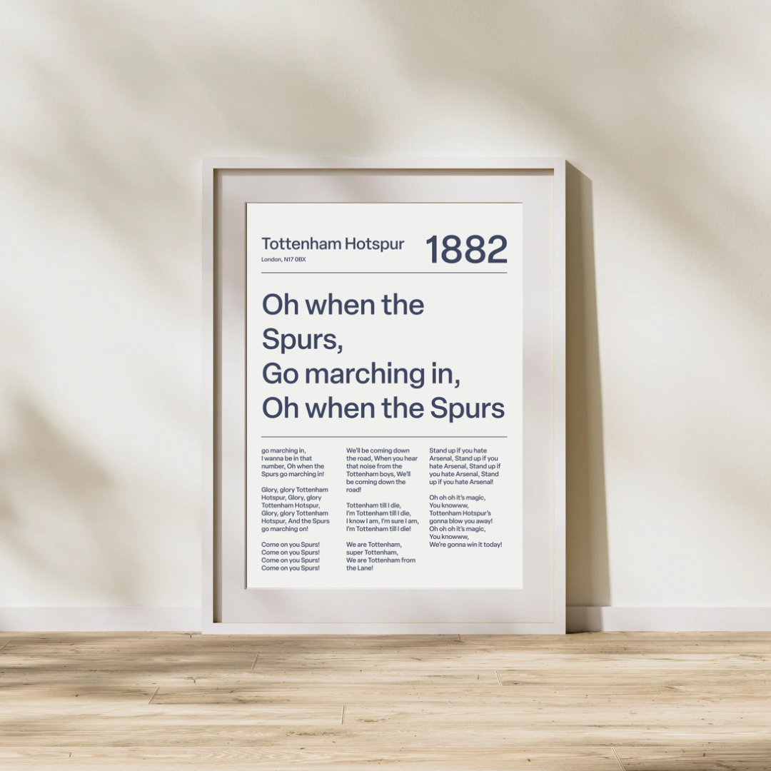 "Oh When the Spurs Go Marching In" Tottenham Hotspur F.C. Art Print (White)