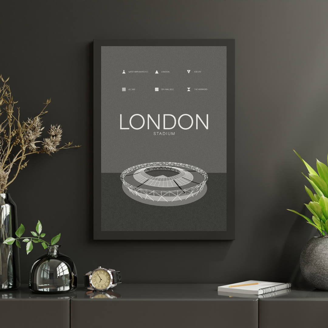 London Stadium - West Ham FC Black & White Art Print