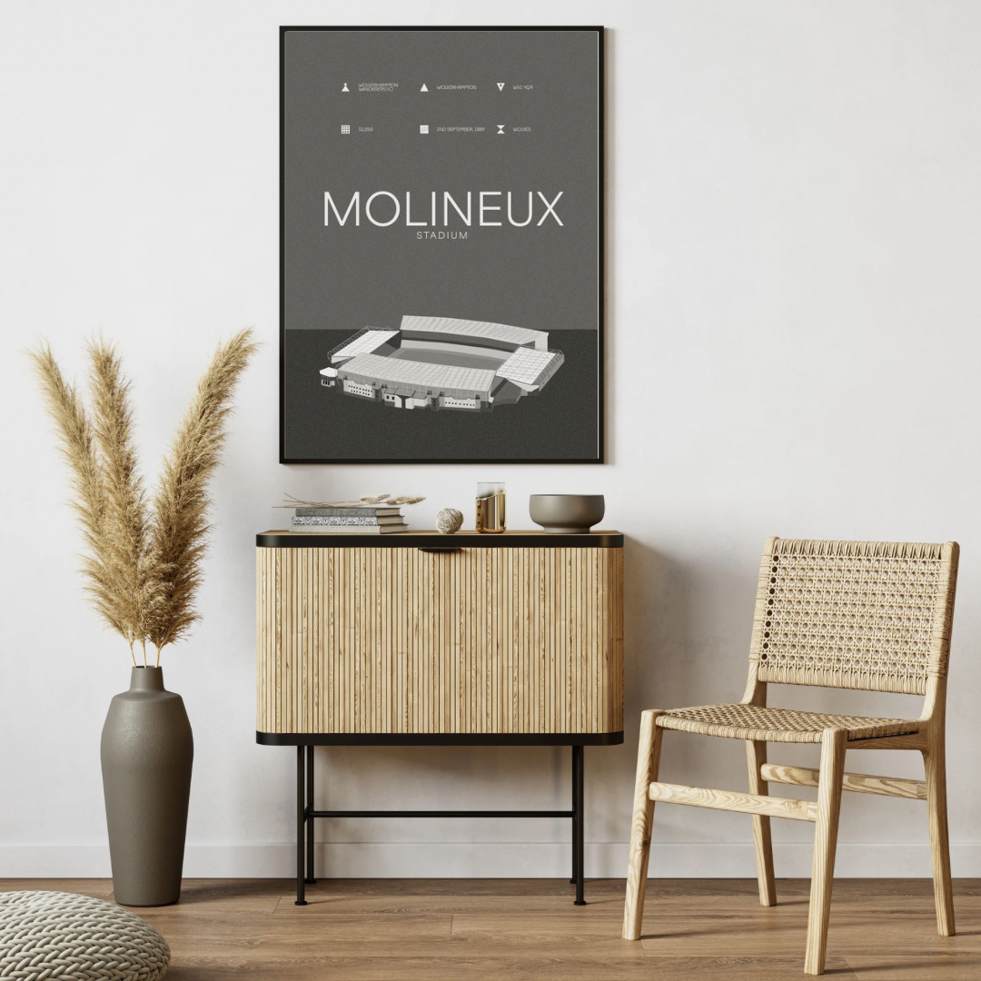 Molineux Stadium - Wolverhampton Wanderers FC Black & White Art Print