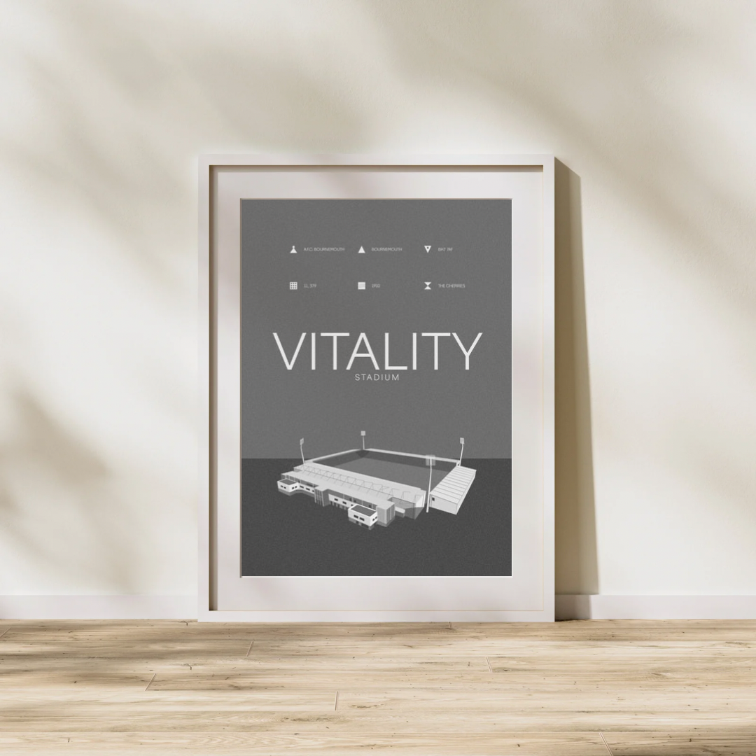 Vitality Stadium - AFC Bournemouth Black & White Art Print